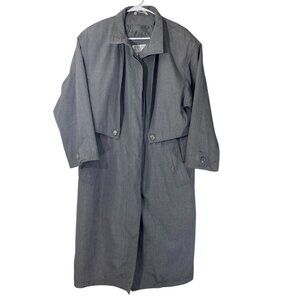 American Bazaar Woman's Trench Coat Size 10 Gray Long With Capelet Overlay